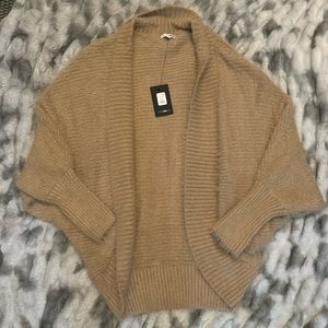 Fashion Nova Taupe Shimmery Fuzzy Cocoon Cardigan, NWT, size L
